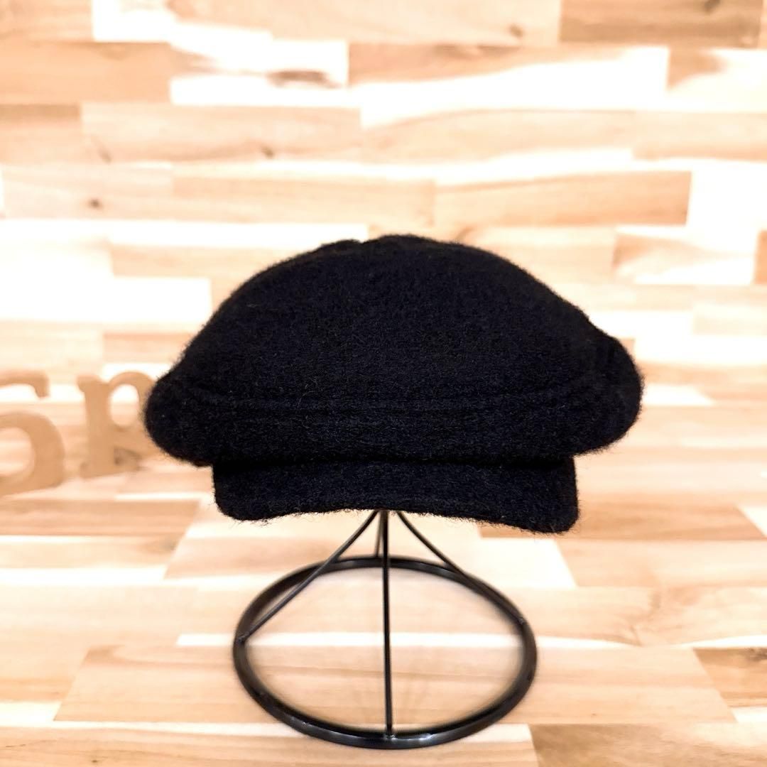 ディーゼル レザー タグ ウール ハンチング2wayキャスケット 黒ブラック