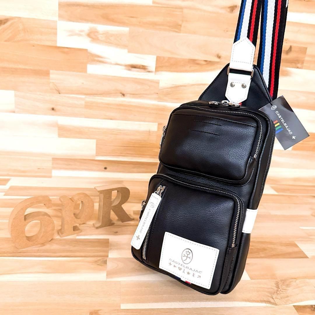 カステルバジャック ローレン Loren レザー ボディバッグ黒ブラック