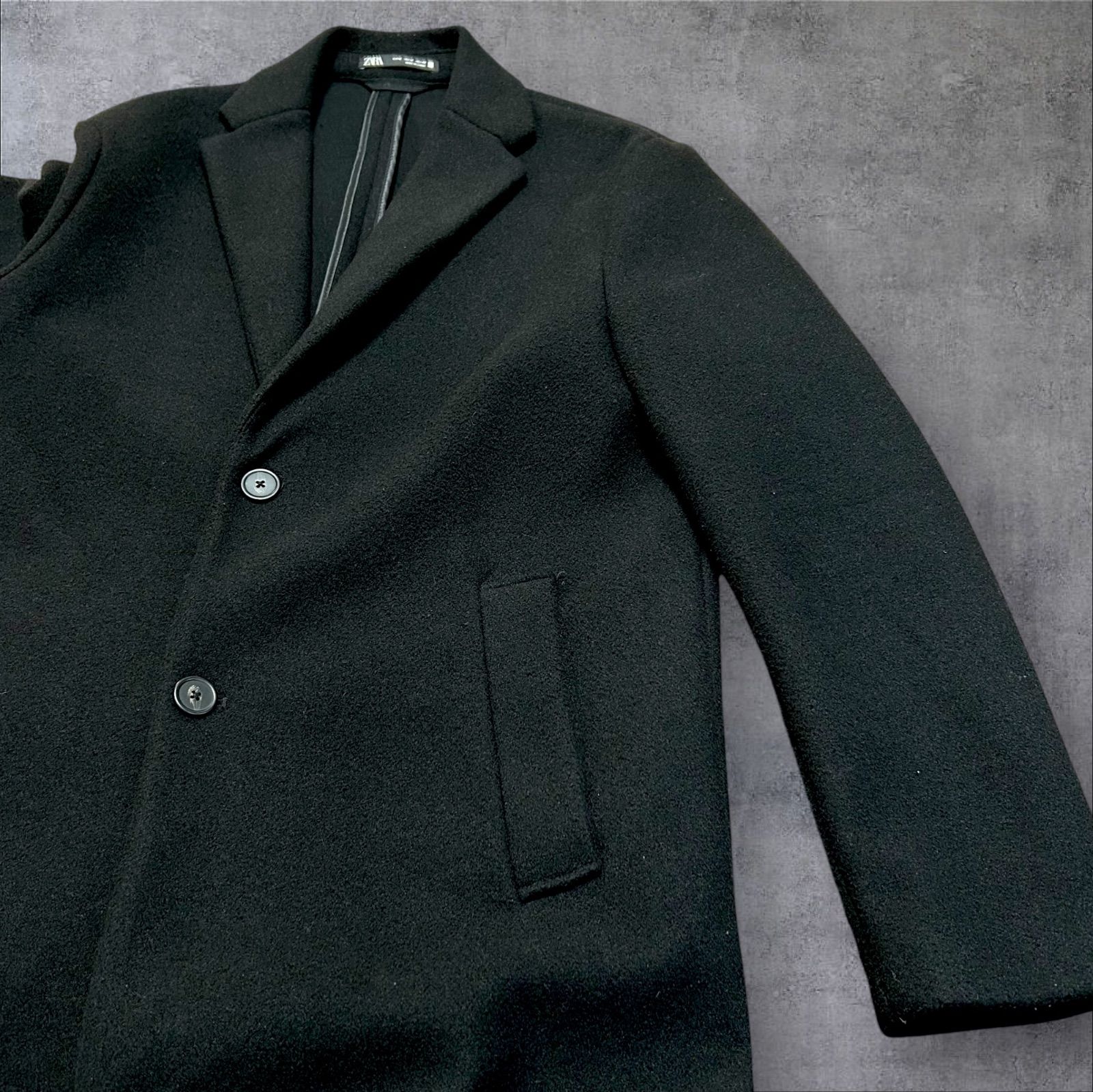 美品 ZARA ザラ チェスターコート メンズ 4WAY COAT ブラック 黒 40 L