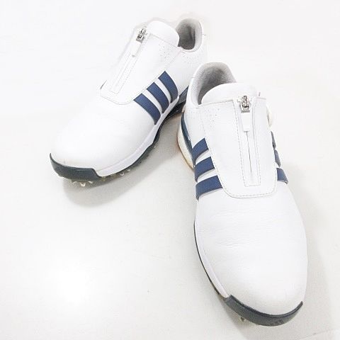 アディダス adidas ツアー360 TOUR360 BOA ゴルフシューズ スパイク ダイヤル式 IF0254 23年製 ホワイト ブルー 白 青 26.5