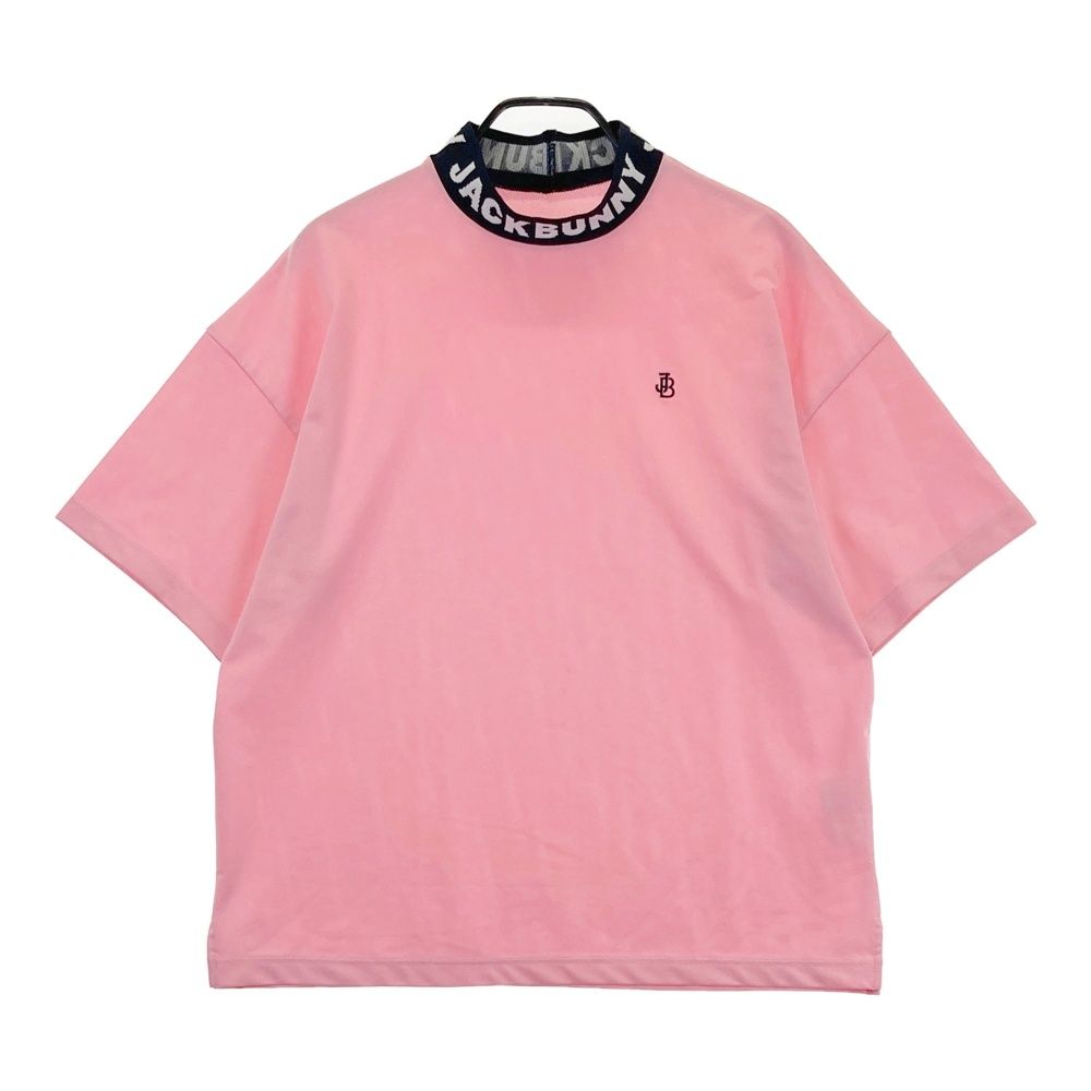 サイズ 4 JACK BUNNY ジャックバニー モデル ネックロゴ モックネック半袖Tシャツ ピンク系 240101561916 ゴルフウェア メンズ ストスト