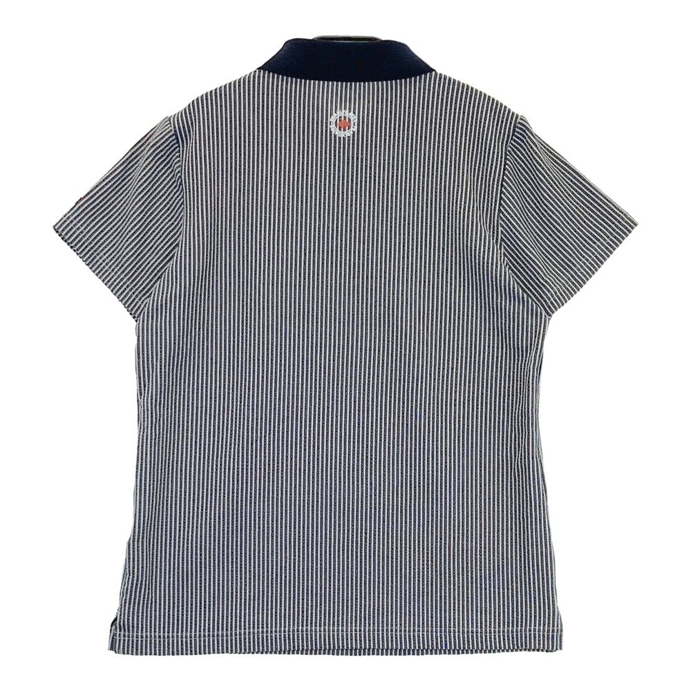 サイズ 1 PEARLY GATES パーリーゲイツ モデル 半袖ポロシャツ シアサッカー ストライプ柄 ネイビー系 ゴルフウェア レディース ストスト