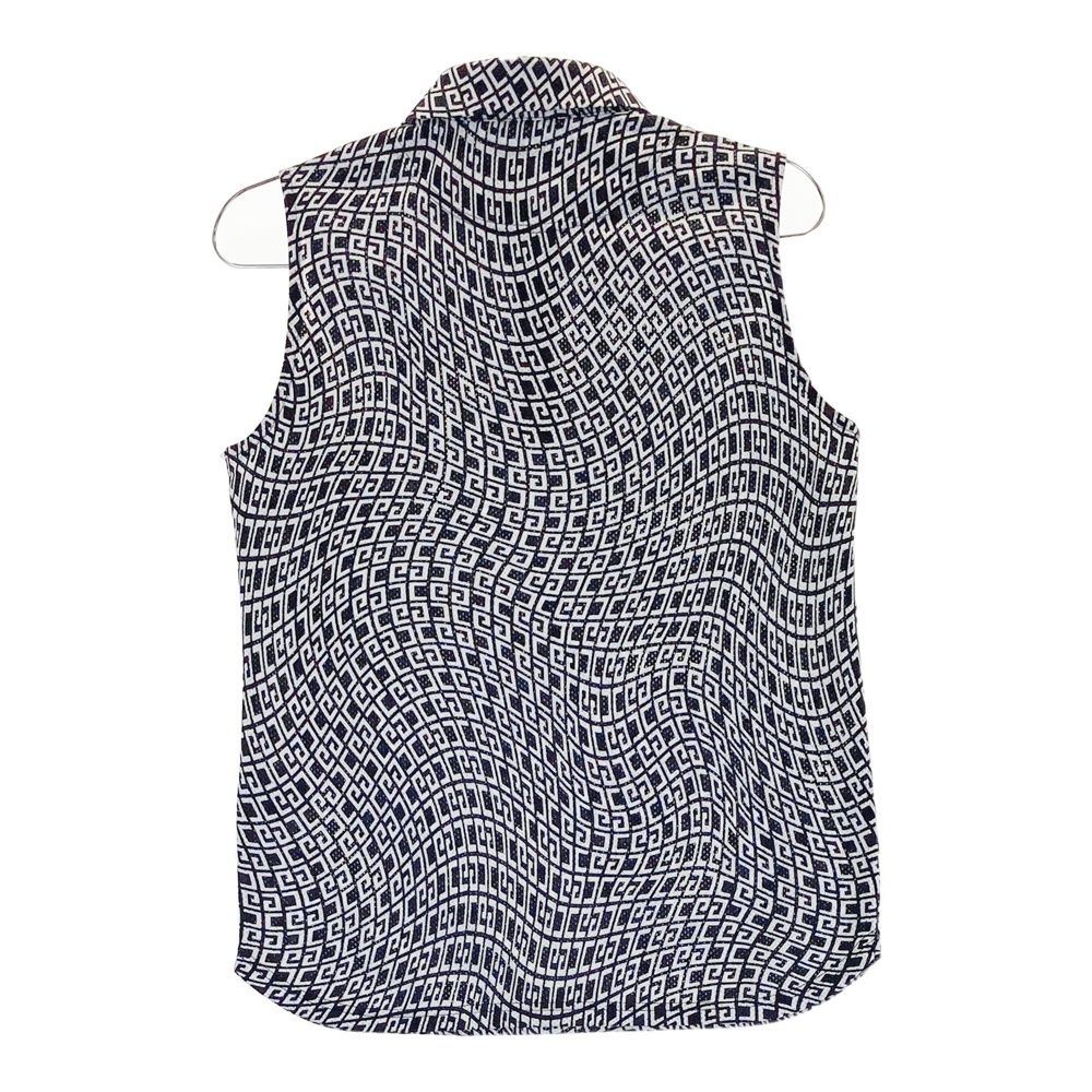 サイズ M キャロウェイ モデル ノースリーブ ポロシャツ 総柄 ネイビー系 ゴルフウェア レディース ストスト