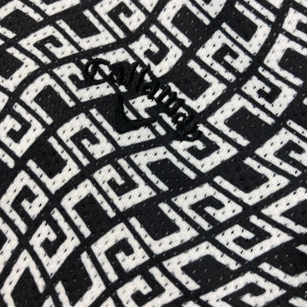  サイズ M キャロウェイ モデル ノースリーブ ポロシャツ 総柄 ネイビー系 ゴルフウェア レディース ストスト シャツ レディースウェア