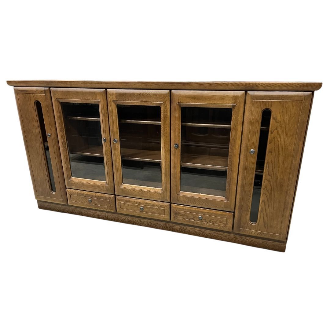 カリモク 食器棚 キッチンボード 木製 キャビネット ガラス扉 収納家具