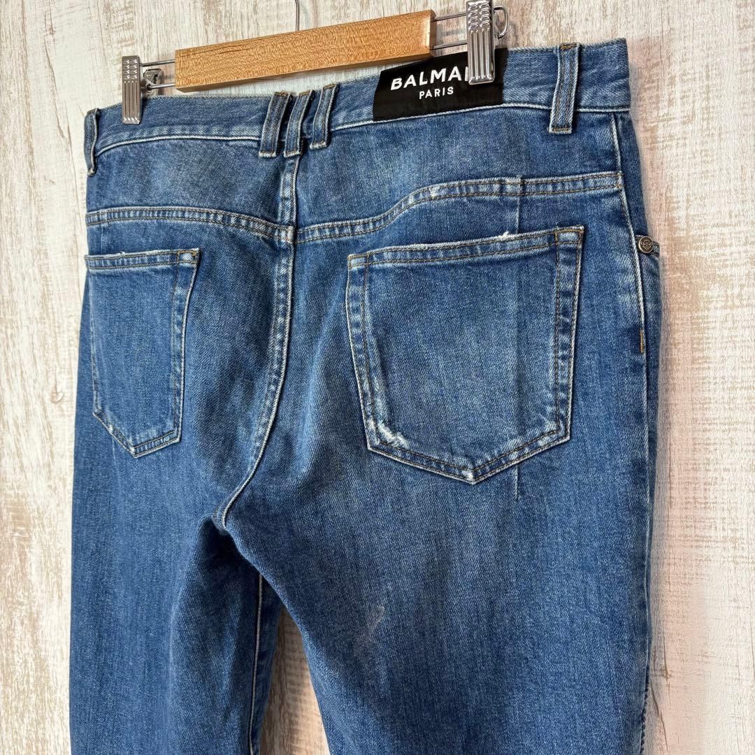 BALMAIN バルマン バイカーデニムパンツ バイカー 蛇腹 グランジカスタム BALMAIN(バルマン) TAPERED 蛇腹バイカーデニムパンツ MH005031D