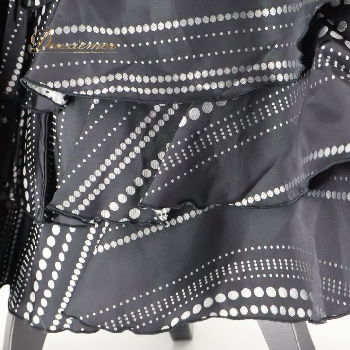 フラメンコ 衣装 ファルダ スカート チャレコ 黒 グレー 水玉 ドット シルバー ボランテ フリル ハイウエスト ブラック系 グレイ系 レディース おしゃれ ダンス衣装 フラメンコスタイル 舞台衣装 フェスティバル コスチューム グレー系