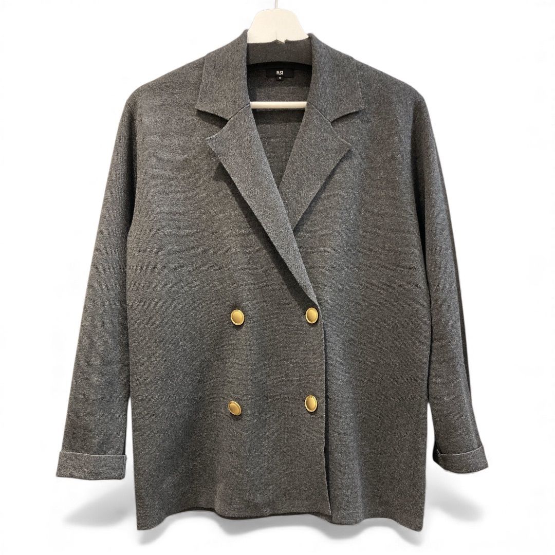 美品 PLST プラステ レーヨンブレンド ニットダブルジャケット
