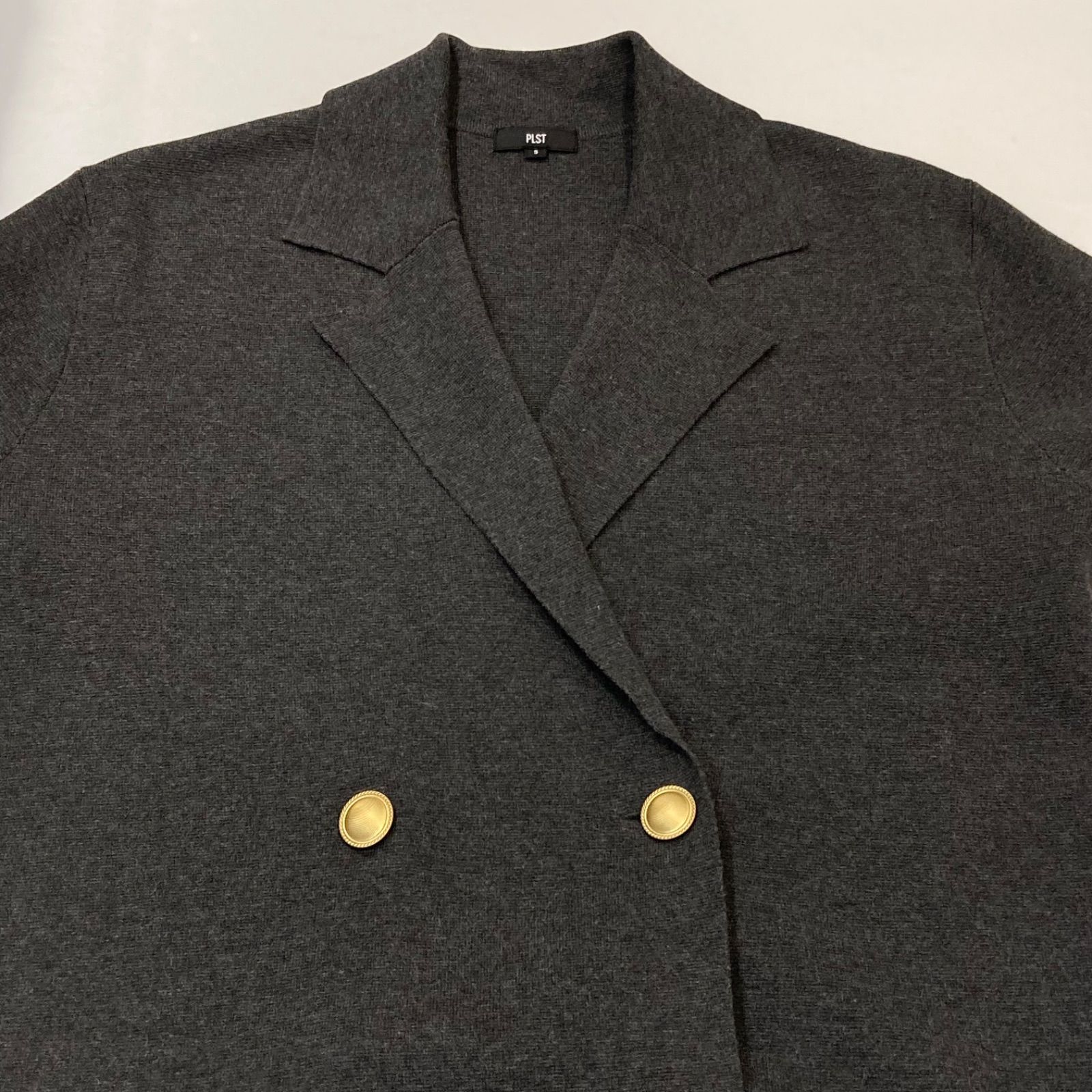 美品 PLST プラステ レーヨンブレンド ニットダブルジャケット