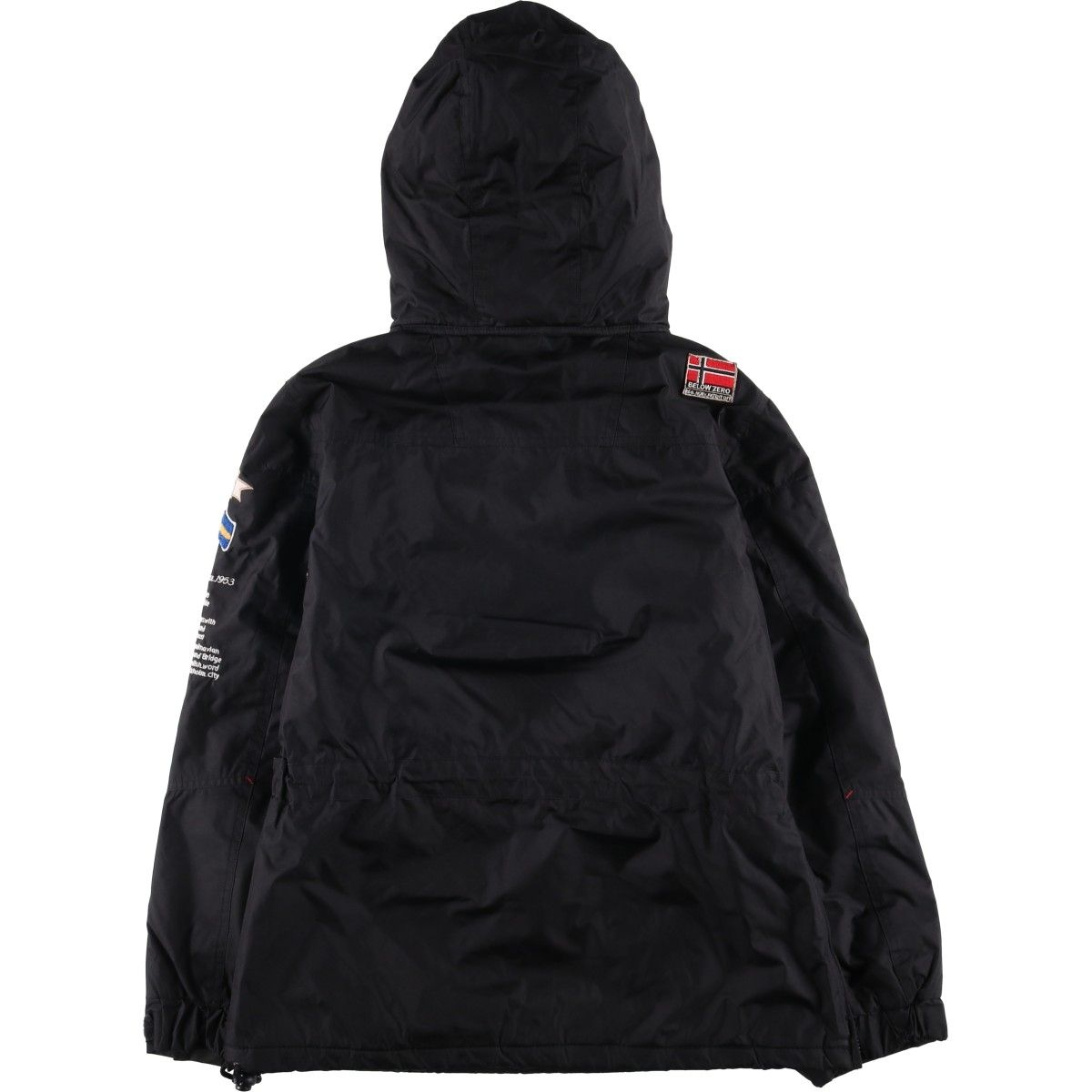 古着 Geographical Norway 国旗柄 ファー付き 中綿アノラックパーカー パファージャケット レディースM相当 eaa600468