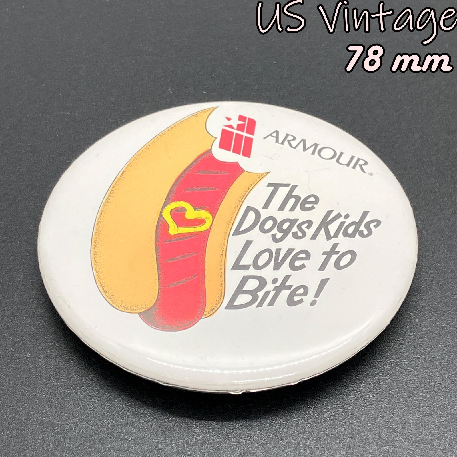 缶バッジ アメリカ 輸入 雑貨 ビンテージ 『 アーマー ホットドッグ