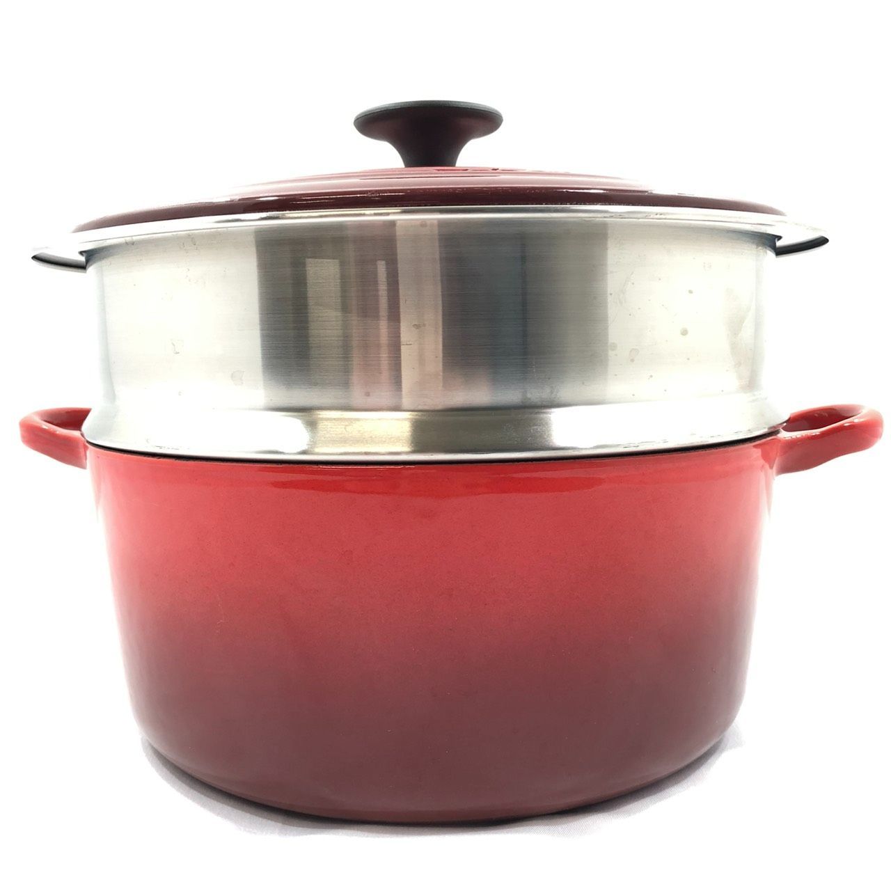 !! !! LE CRUSET ルクルーゼ シグニチャー ココットロンド 24 スチーマー付き チェリーレッド 2501 キッチン 調理器具 鍋 両手鍋