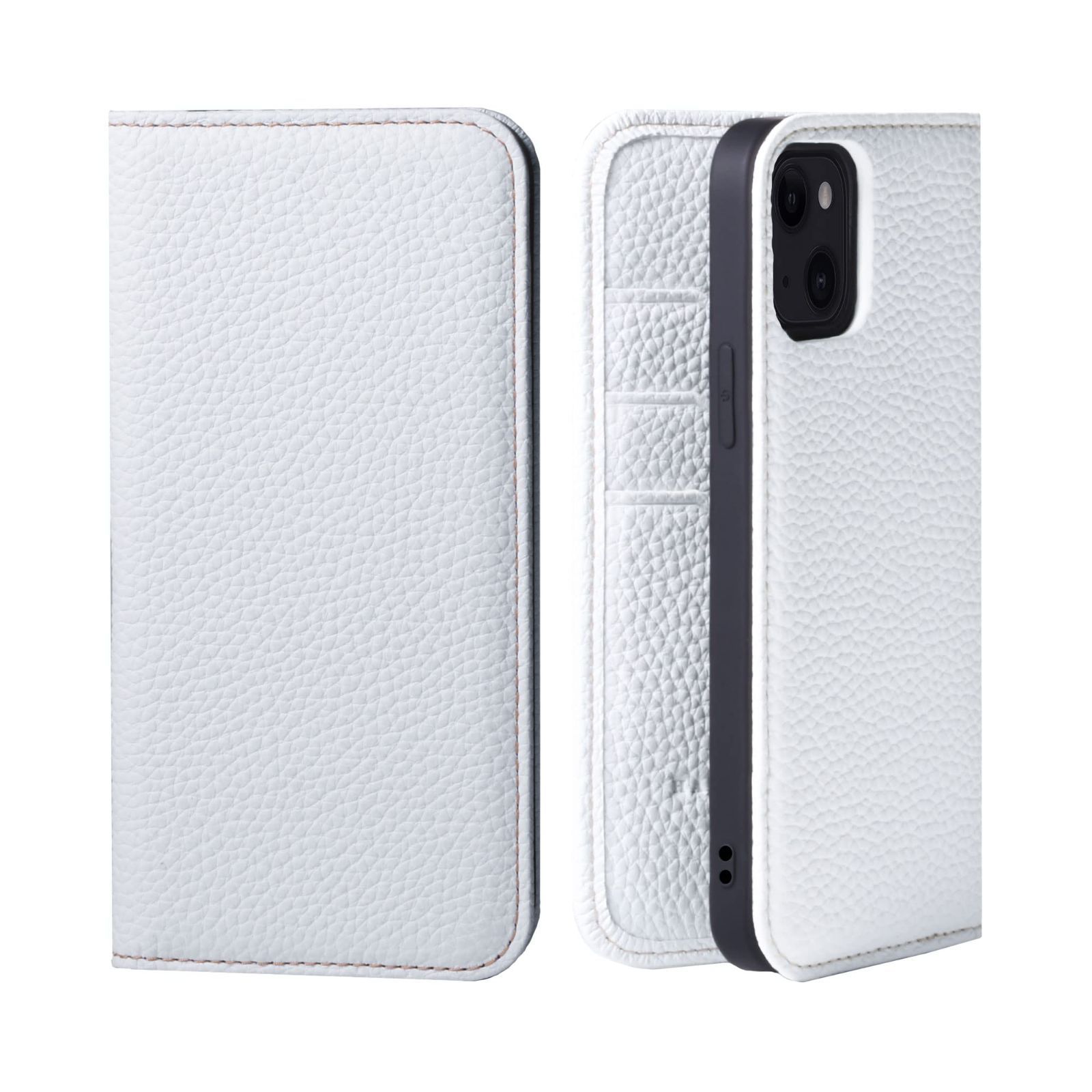 本革 手帳型 スマホケース スマホ スタンド コードホルダー 付き ケース シュリンクカーフレザー ギフト マグネットなし ホワイト 15 PH-15-White ギフト 誕生日ギフト 女性 彼女 iPhone用 お母さん お父さん 30