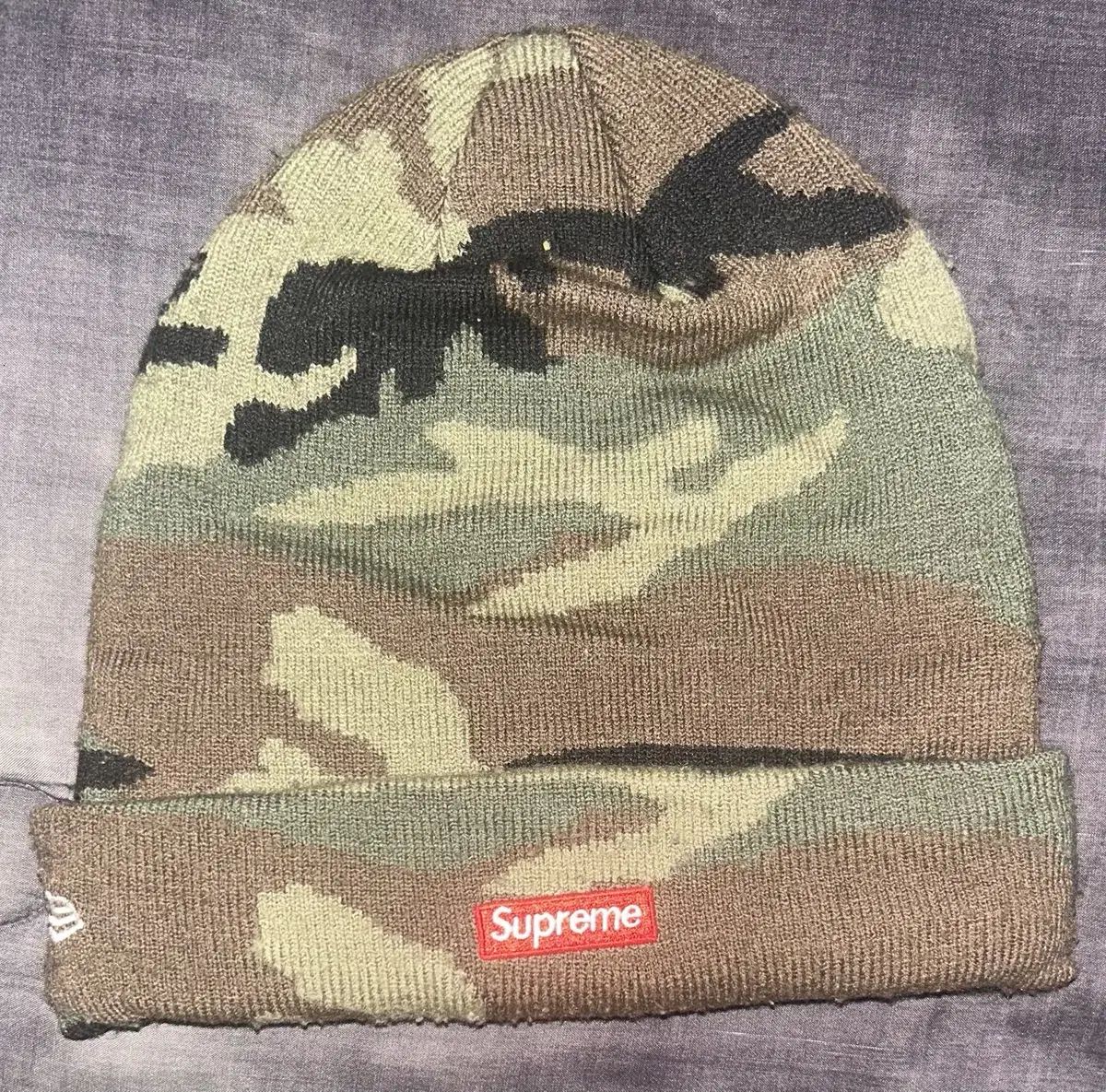 21SS シュプリーム X ニューエラ X スワロフスキー S ロゴ ビーニー ウッドランド カモ