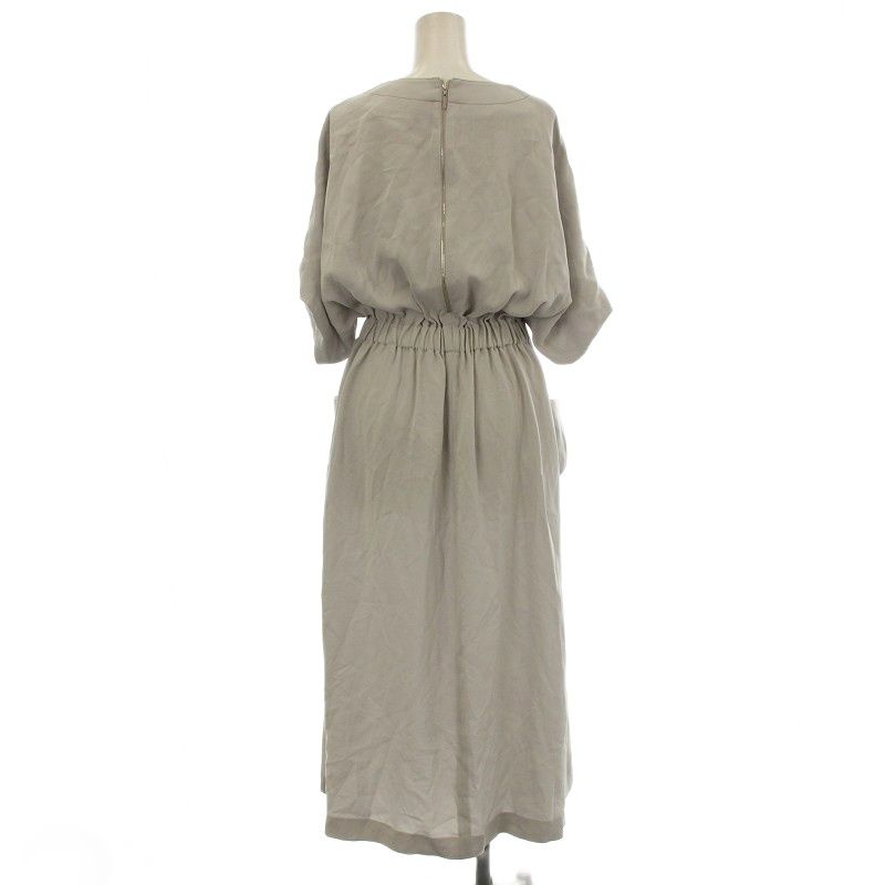 エブール ebure ギャザーワンピース 半袖 ロング 36 グレー G