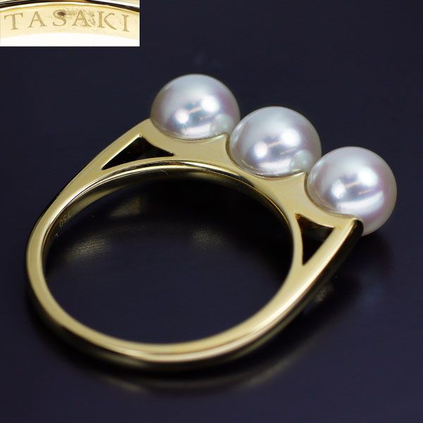 K14WG真珠のリング 刻印あり K14WG製 三越百貨店のモダンな真珠のリング 昭和初期 | 戦前日本の