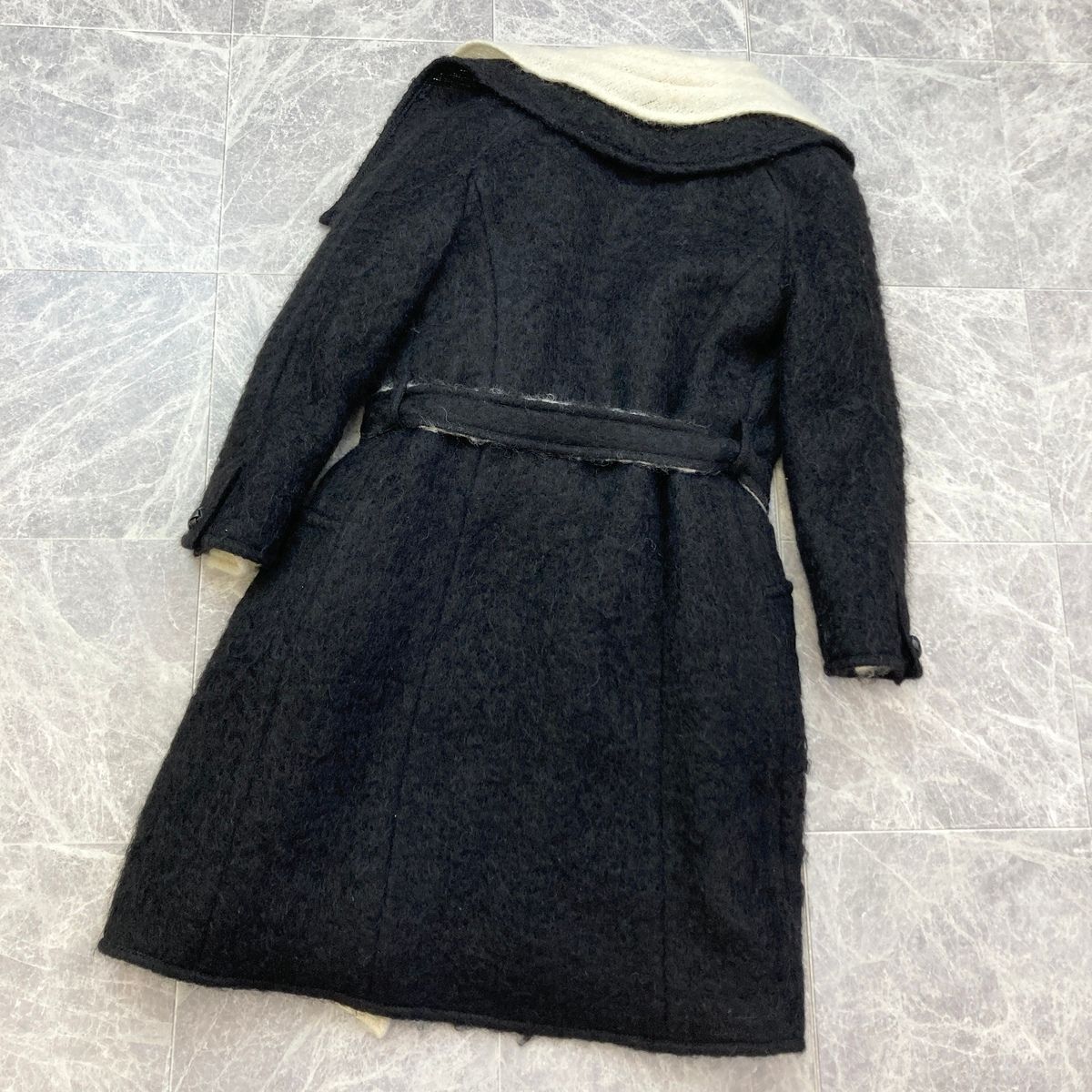 VALENTINO ヴァレンティノ モヘア ウール コート アウター レディース ブラック ホワイト