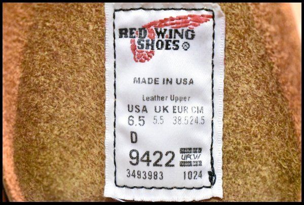  6 5 D 24年 レッドウィング 9422 ベックマン シガー エクスカリバー プレーントゥ 9016 9416 ブーツ redwing FH 127 ワークブーツ ブーツ 革靴
