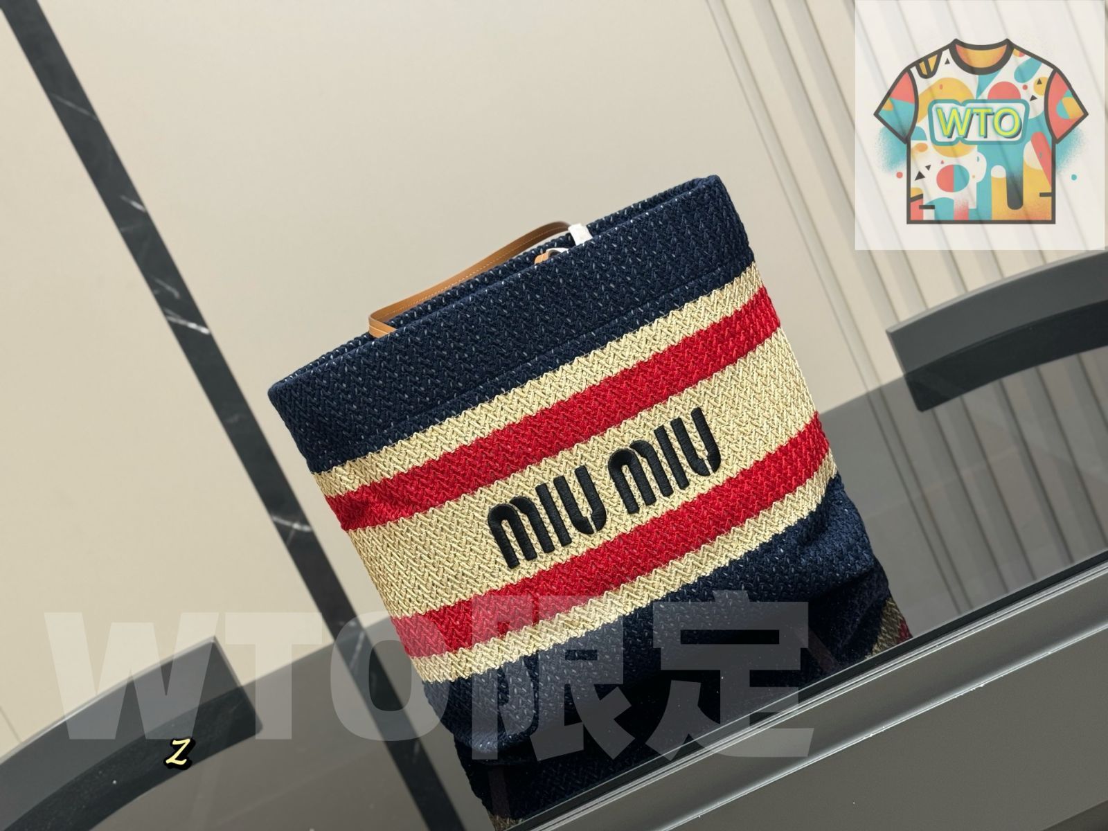 今日 MiuMiu ミューミュー 編み物バッグ 活気に満ちた ブロックの柄が特徴です-WTO輸入1