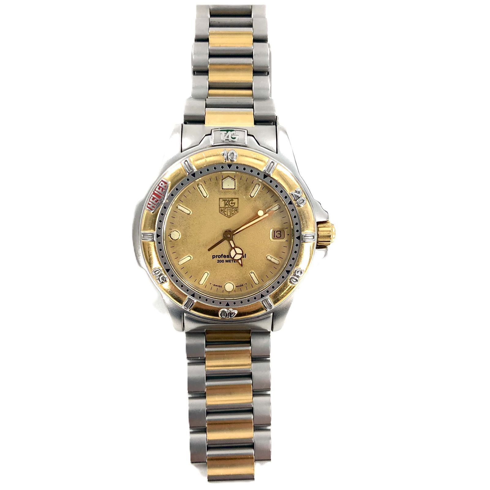 TAG HEUER タグホイヤー Professional プロフェッショナル 995 406K デイト SS QZ ゴールド文字盤 メンズ腕時計 稼働品 PF-420
