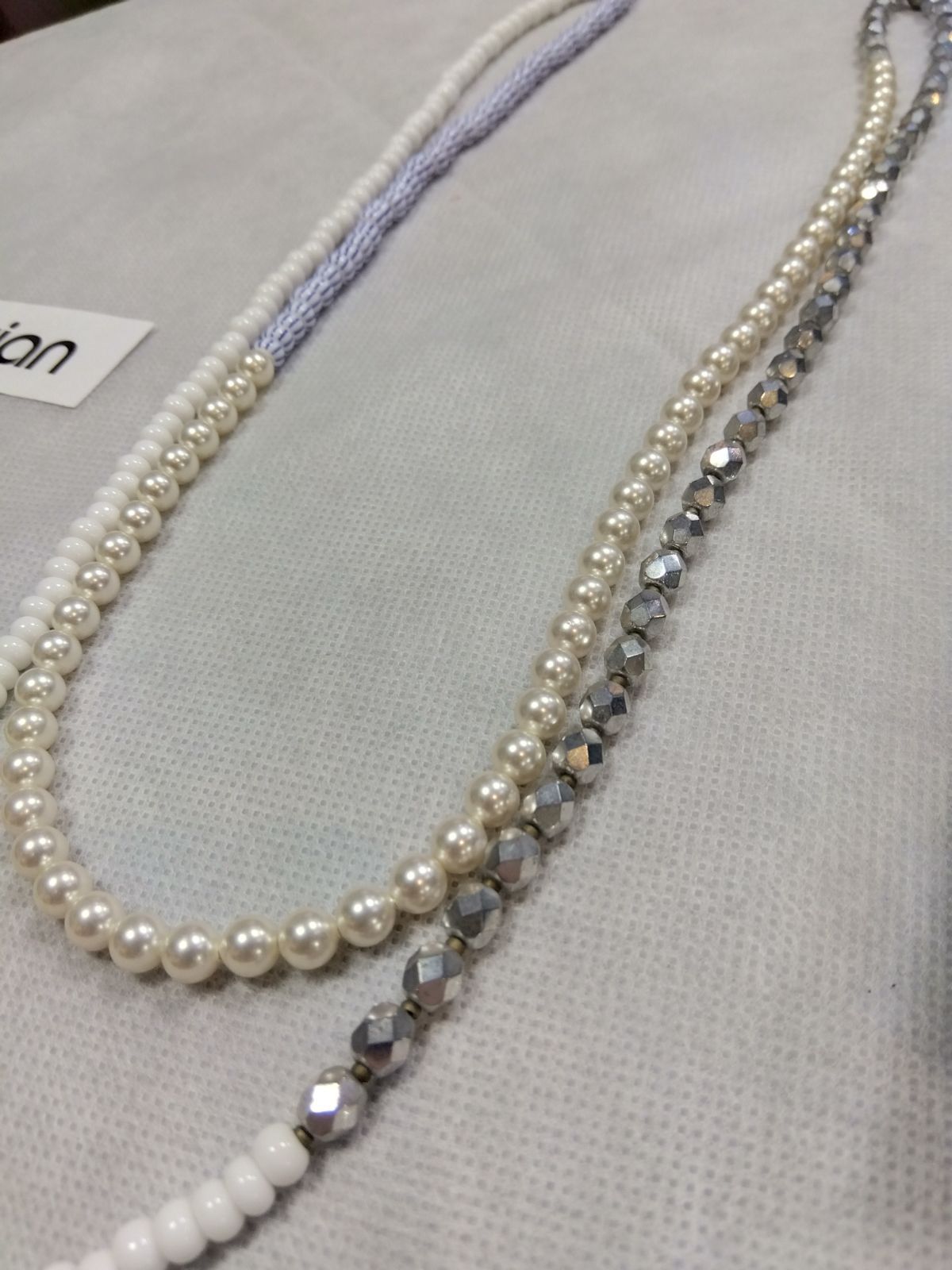  M 20 FLORIAN フローリアン ネックレス パール×シルバー×白×ブルーストライプ 爽やかなデザイン ネックレス アクセサリー