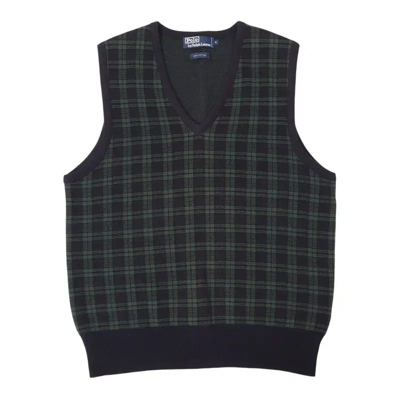 90s ポロラルフローレン グリーン タータンチェック ニット ベスト