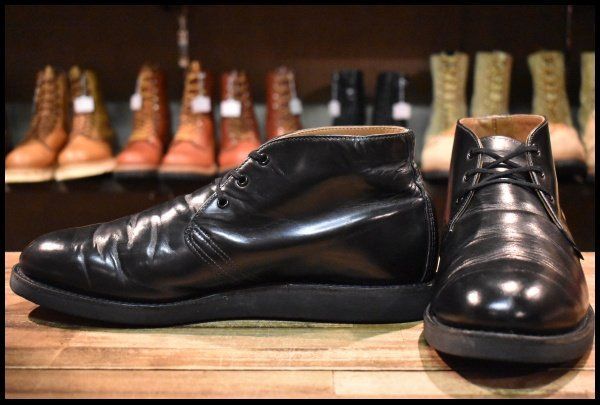 12D 11年 レッドウィング 9196 ポストマン チャッカ 黒 ブラック シャパラル 短靴 編み上げ ブーツ redwing HOPESMORE FJ462