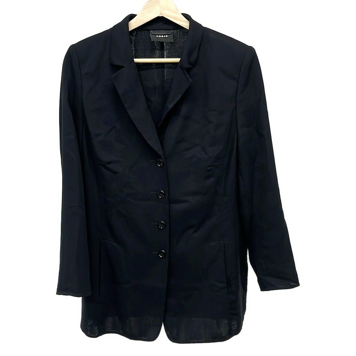 AKRIS アクリス ジャケット サイズ12 L レディース - ネイビー 長袖 ロング丈 オールシーズン
