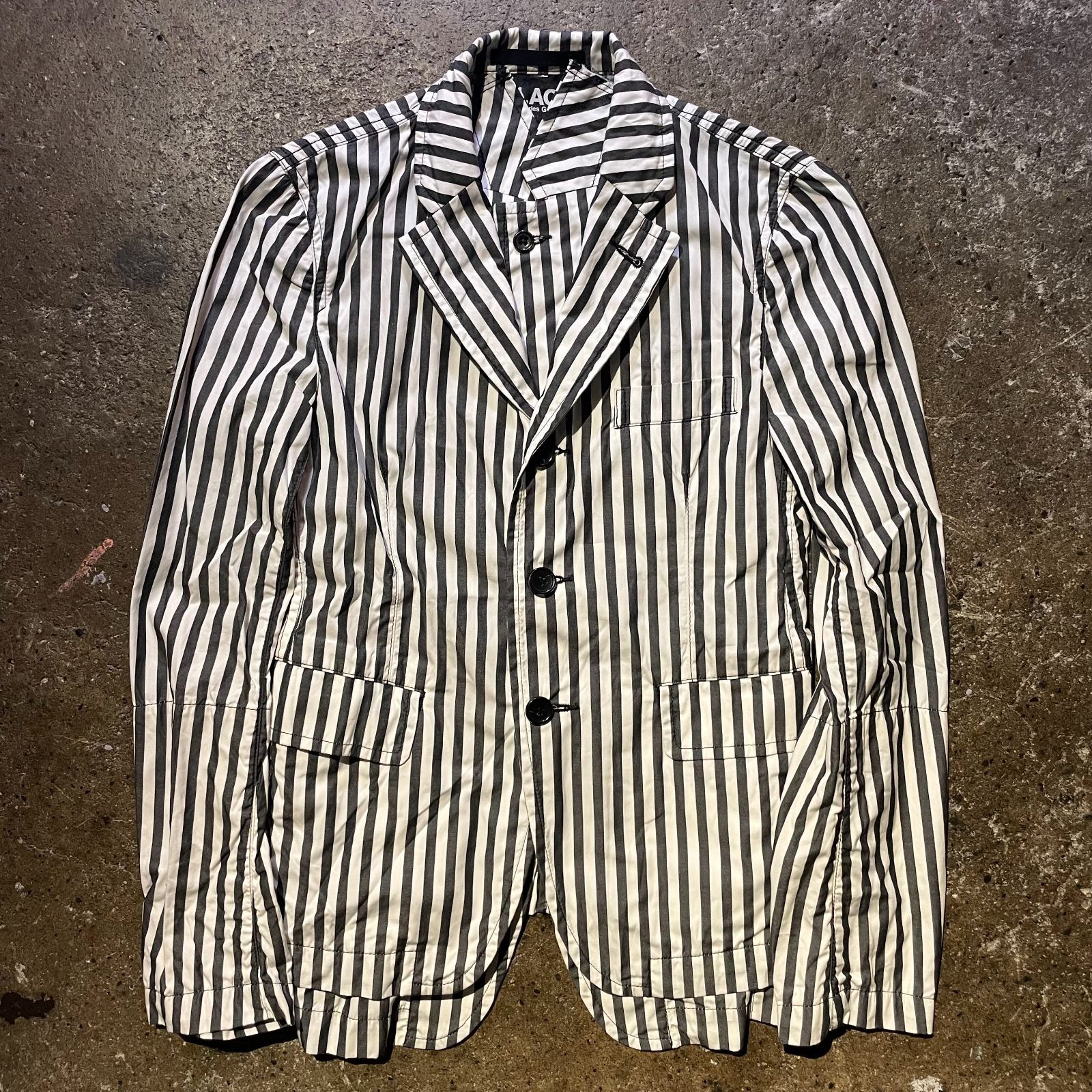 BLACK COMME des GARCONS 2014ss レイヤード ストライプ 3B ジャケット ブラック コムデギャルソン 14ss AD2013 ドッキング 多重 XS