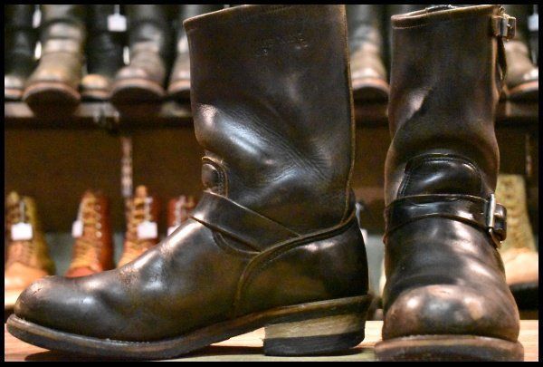 7.5D PT91プリント 93年03月刻印 レッドウィング 2268 エンジニア 黒 ブラッククローム スチールトゥ ブーツ redwing HOPESMORE FJ467