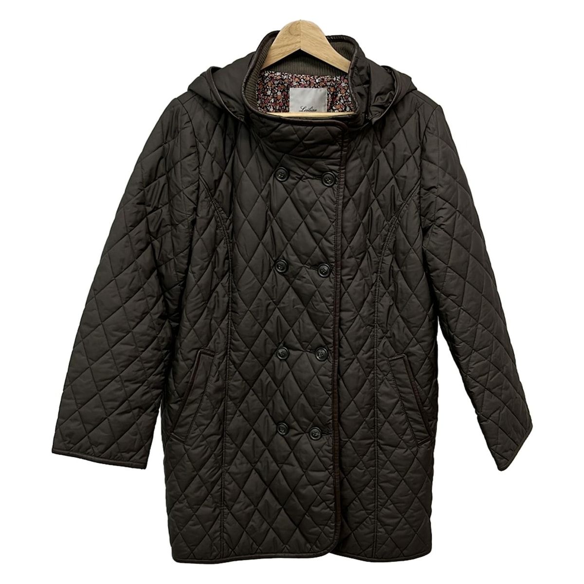Leilian レリアン コート サイズ13 S レディース - ダークブラウン 長袖 キルティング 中綿 フード着脱可 秋 冬