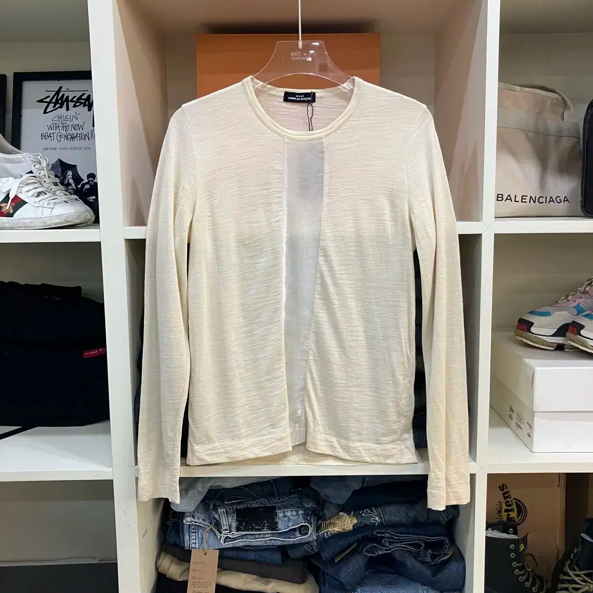 コム デ ギャルソン トリコット アイボリー ロングスリーブ