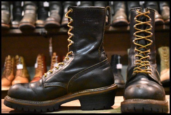 7D PT91プリント 93年06月刻印 レッドウィング 2218 ロガー 黒 ブラッククローム スチールトゥ 9210 ブーツ redwing HOPESMORE FJ468