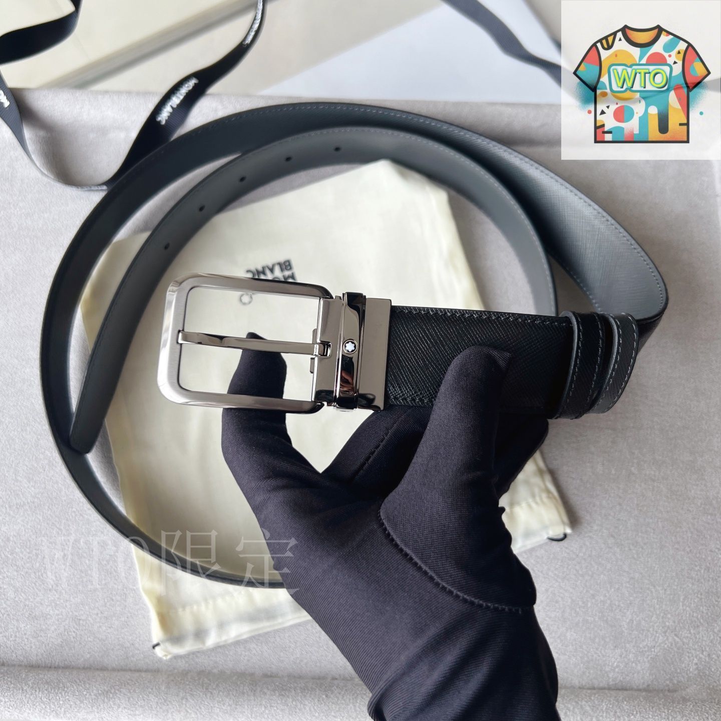 今日 Montblanc モンブラン レクタンギュラーバックル ブラックベルト