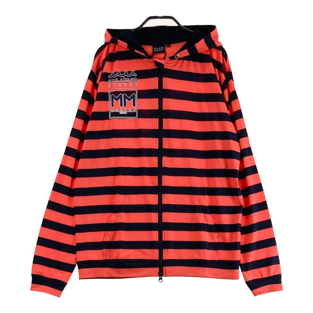 新品未使用ムータマリン ジップアップ パーカー ネイビー×オレンジ サイズ：L MUTA MARINE ムータマリン ラッシュガード ジップパーカー
