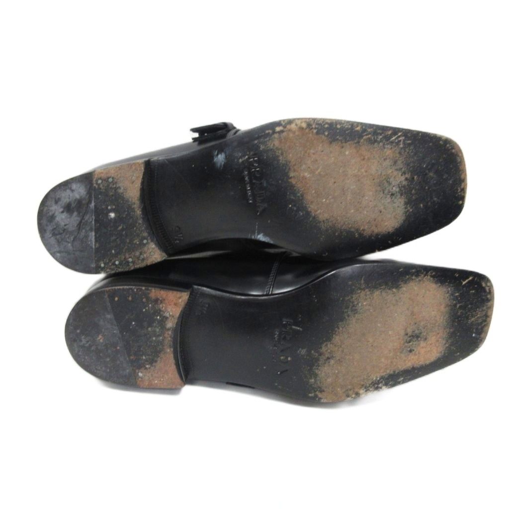 プラダ PRADA スクエアトゥ シングルモンク ビジネス レザーシューズ