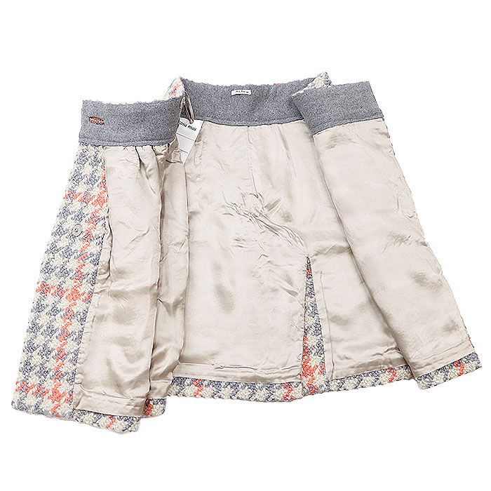 miu miu ミュウミュウ 千鳥柄 ロングスカート バージンウール 中古・古着通販】MIU MIU (ミュウミュウ) ロングスカート ミニハウンド