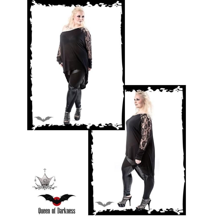 大きいサイズ ぽっちゃり ゴシック 服 ドルマンスリーブカットソー 黒 wot201