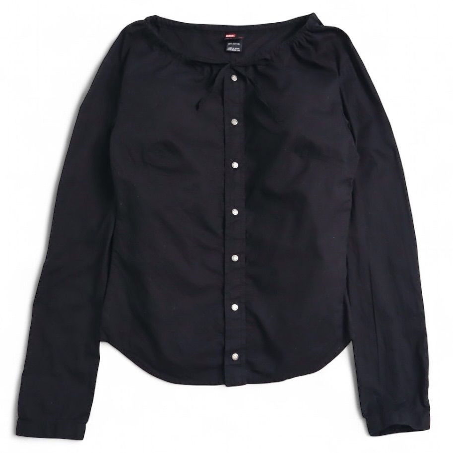 Vintage 00s diesel スナップ ドローコード 長袖シャツ カットソー Snap Drawcord Long Sleeve Shirt Cut Sew archive y2k black 黒