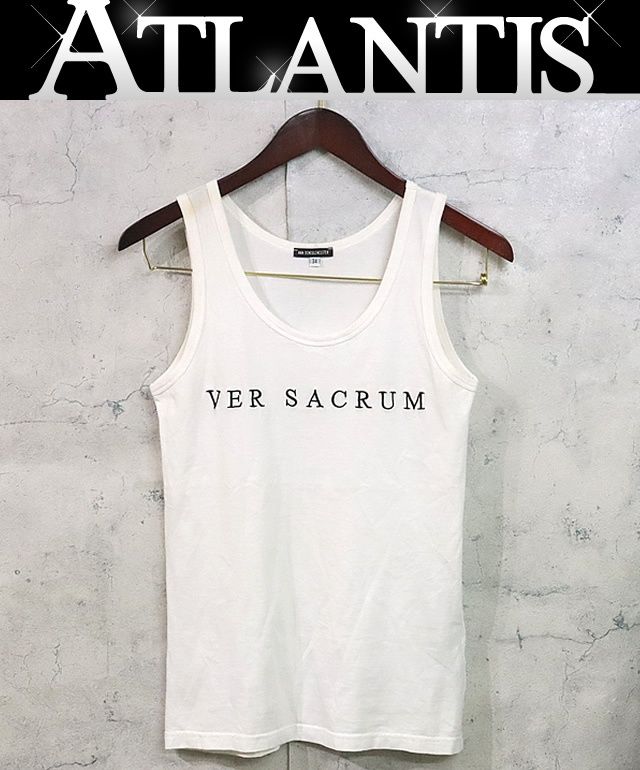 広尾店 アン ドゥムルメステール Ann Demeulemeester レディース タンクトップ 刺繍入り 白 コットン size 34 17674