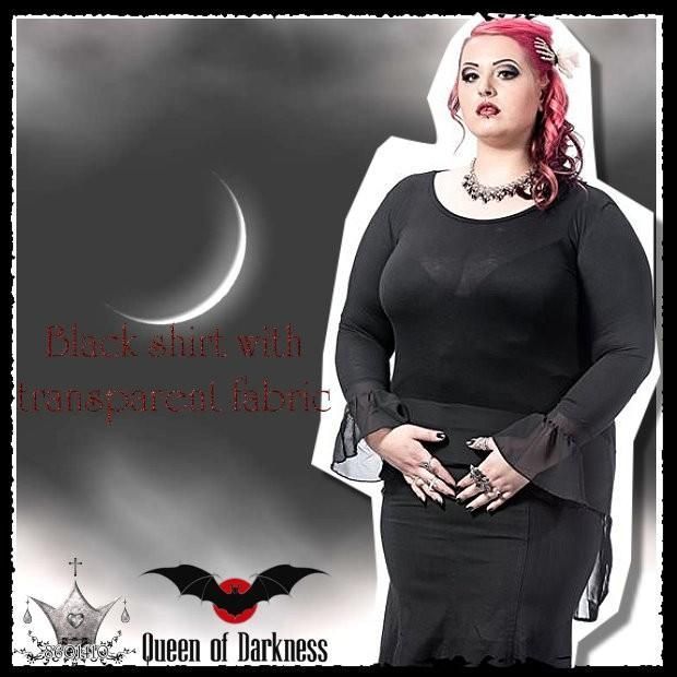 大きいサイズ ぽっちゃり ゴシック 服 フ スリーブ カットソー 黒 wot 202