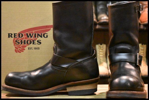 7D 14年 レッドウィング 2268 エンジニア 黒 ブラッククローム プルオン スチールトゥ ブーツ redwing HOPESMORE FJ482