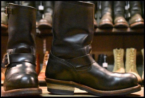 7D 14年 レッドウィング 2268 エンジニア 黒 ブラッククローム プルオン スチールトゥ ブーツ redwing HOPESMORE FJ482