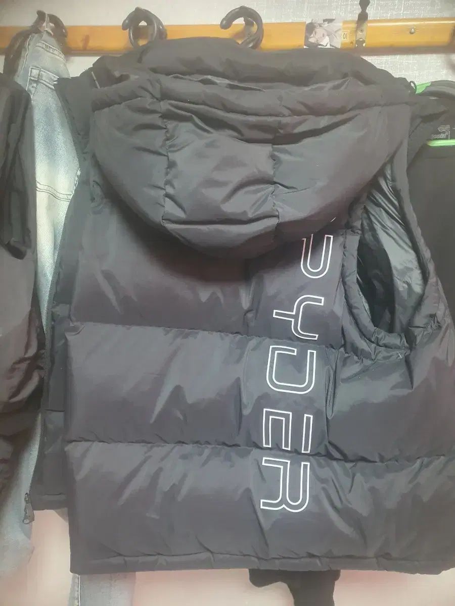 スパイダー ブラック ダウン ベスト フード 取り外し