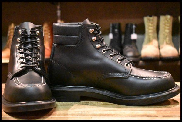 10E 23年 レッドウィング 8133 スーパーソール 黒 ブラッククローム モックトゥ 編み上げ ブーツ redwing HOPESMORE FJ483
