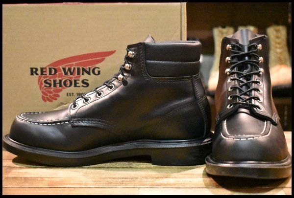 10E 23年 レッドウィング 8133 スーパーソール 黒 ブラッククローム モックトゥ 編み上げ ブーツ redwing HOPESMORE FJ483