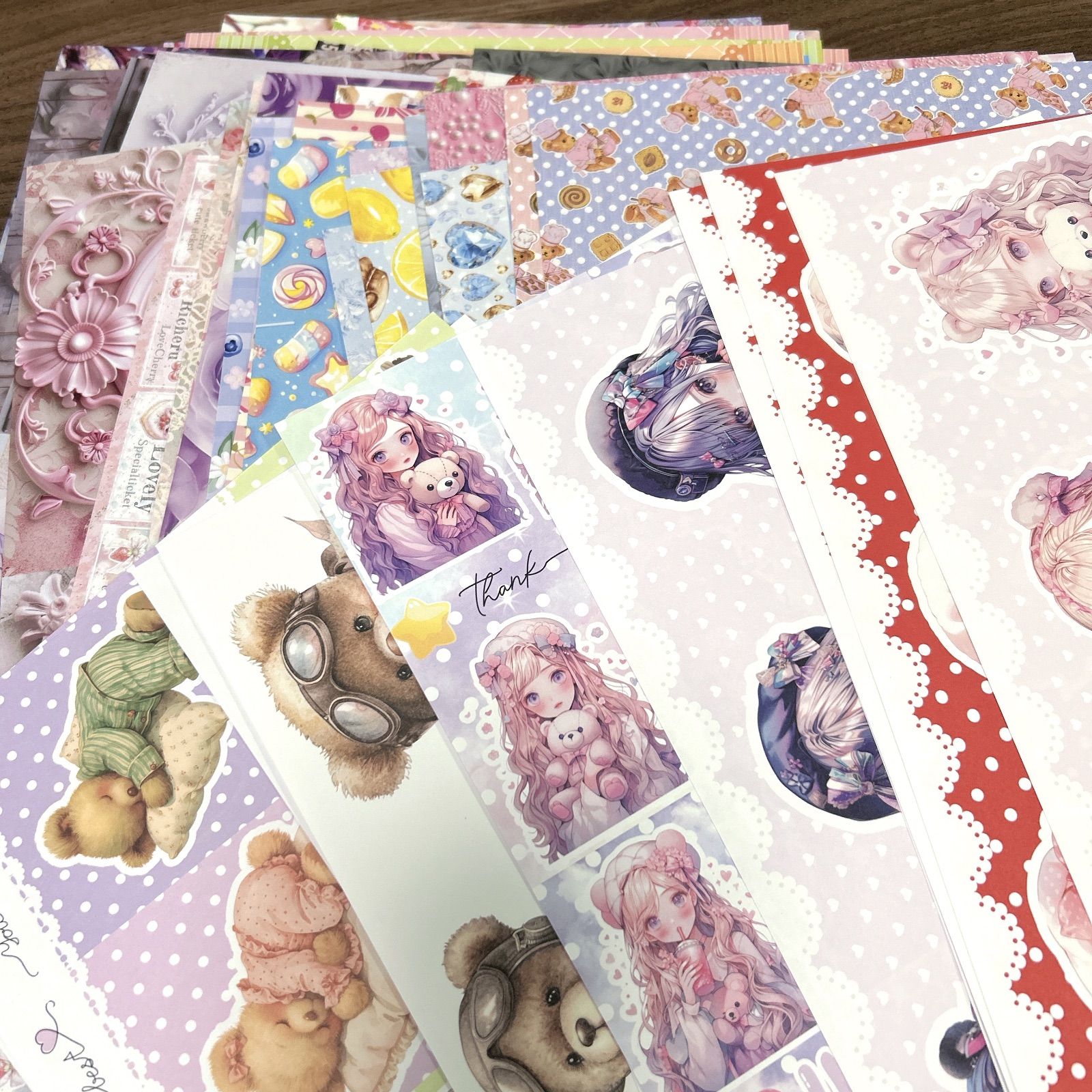 人気作再販♡A4デザインペーパー 70枚♡コラージュ おすそ分けファイル