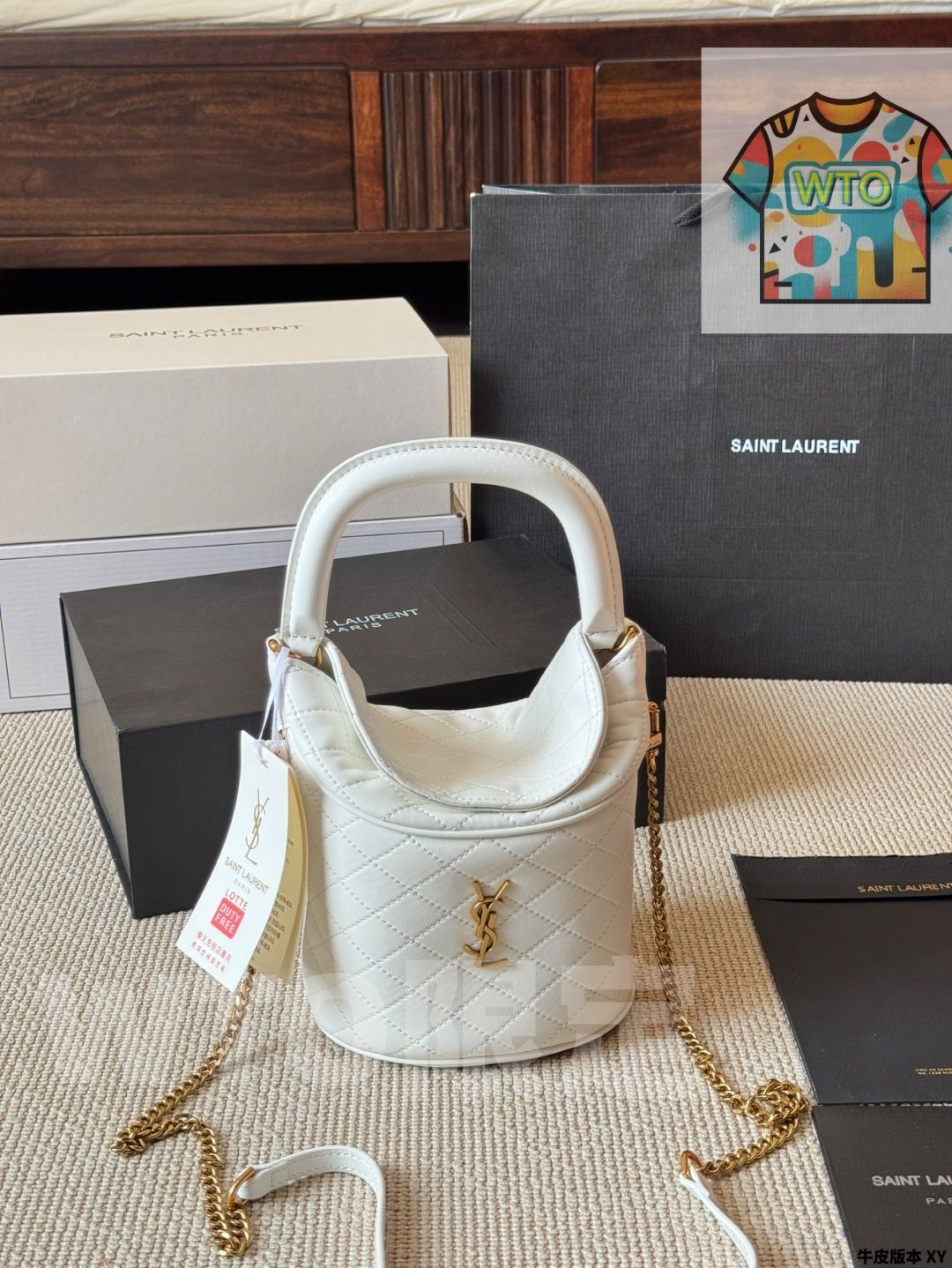 今日 YSL イヴサンローラン ギャビーバケット フライドポテトバッグ 菱型ステッチが特徴 手提げや肩掛けも