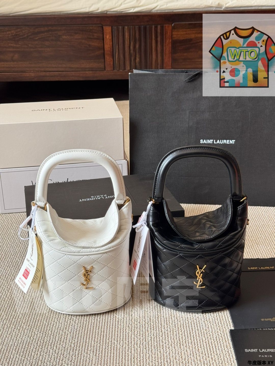 今日 YSL イヴサンローラン ギャビーバケット フライドポテトバッグ 菱型ステッチが特徴 手提げや肩掛けも