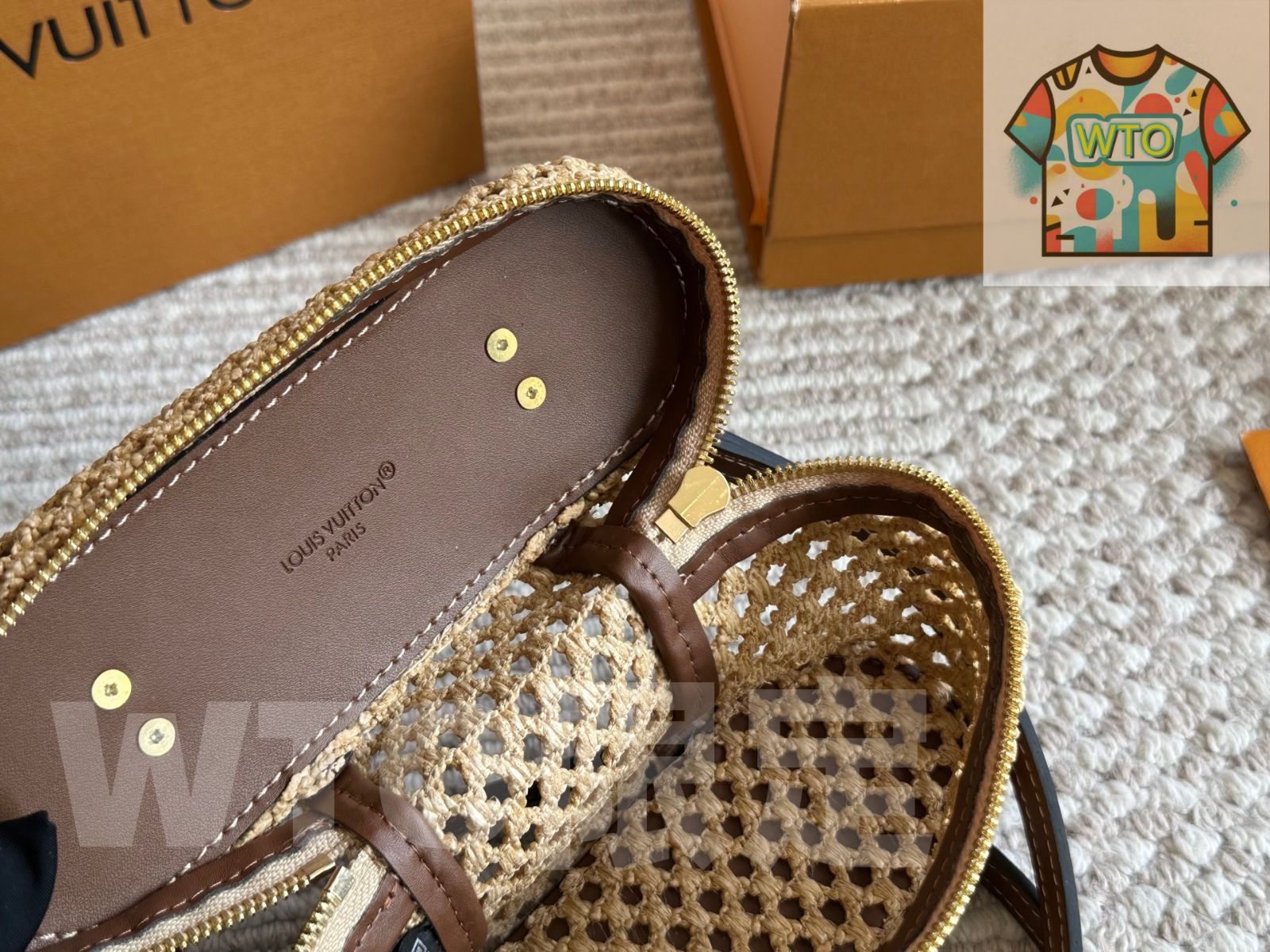 わら編みバッグ